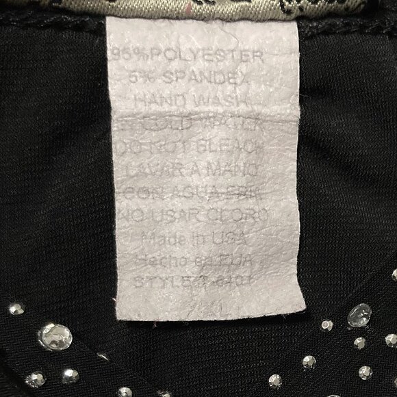 HALEY KELLY FASHION Black waterfall hem top w/ clear rhinestones ~ MEDIUM LARGE - Picture 11 of 14